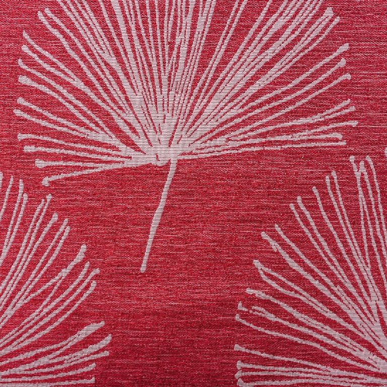 Sirius maßgefertigter Vorhang mit stilisiertem, fächerförmigem Pflanzenmuster in leuchtendem Rot und sanftem Creme